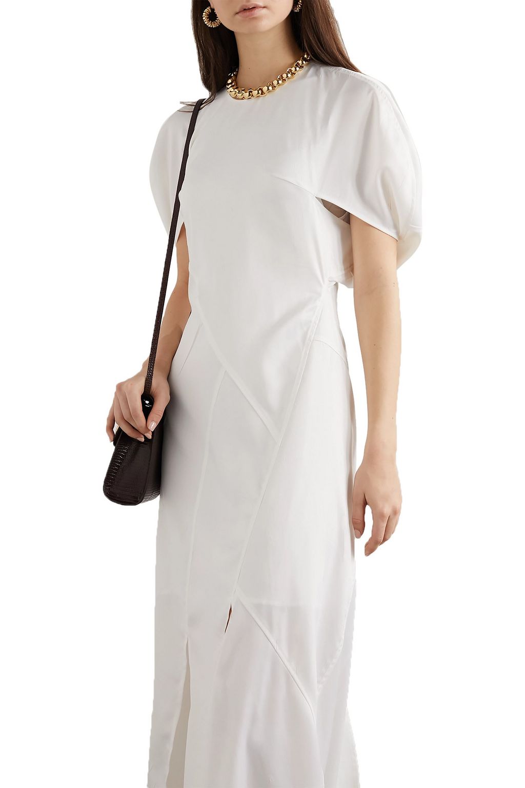 REJINA PYO Lucinda paneled crinkled-satin midi dress