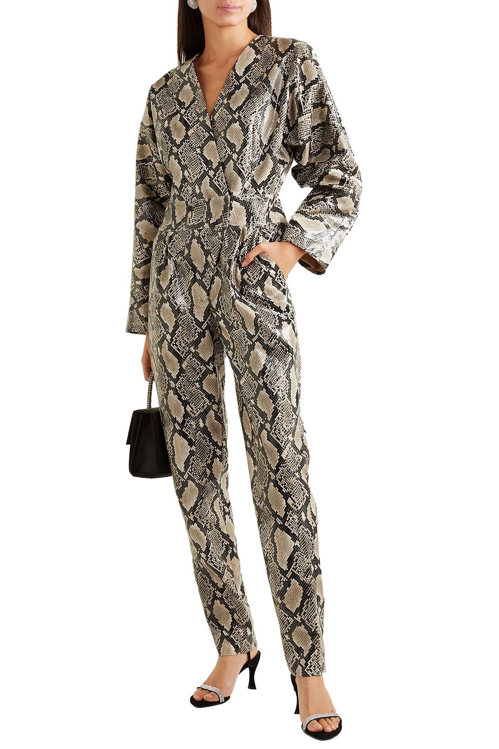 STAND STUDIO + Pernille Teisbaek Amiya snake-effect faux leather jumpsuit