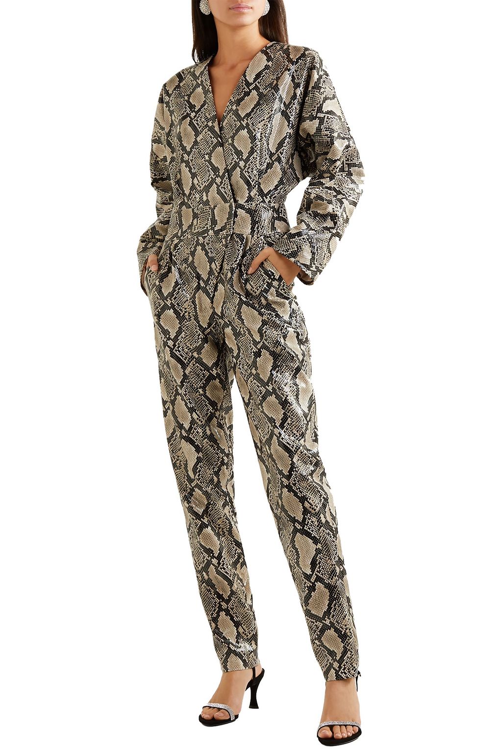 STAND STUDIO + Pernille Teisbaek Amiya snake-effect faux leather jumpsuit