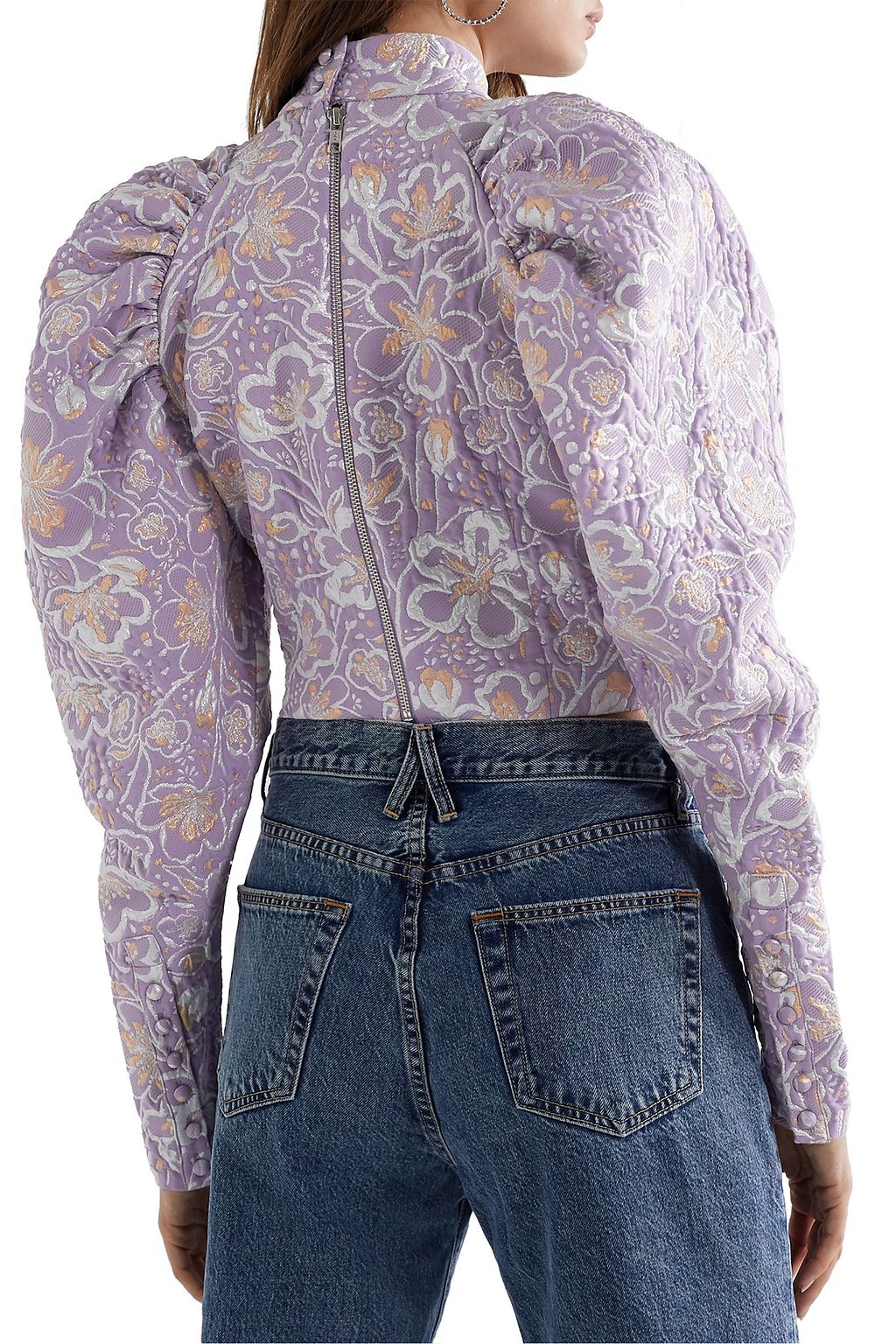 ROTATE BIRGER CHRISTENSEN Kim cropped metallic brocade top