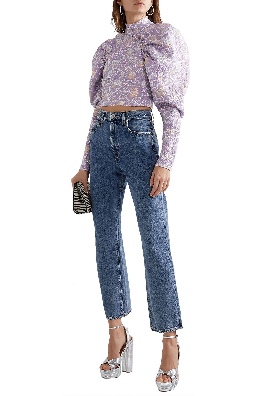 ROTATE BIRGER CHRISTENSEN Kim cropped metallic brocade top