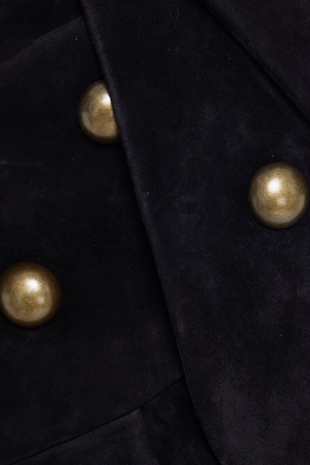 SAINT LAURENT Studded draped suede mini skirt