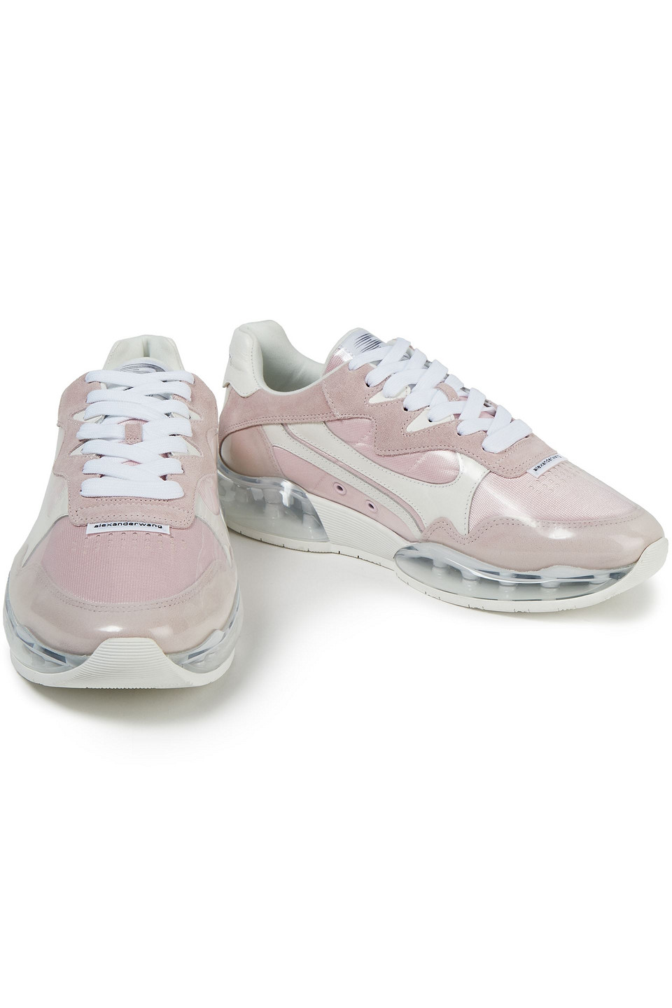 Shop Alexander Wang Stadium Layered Pvc, Leather, Suede And Mesh Sneakers In Antique Rose