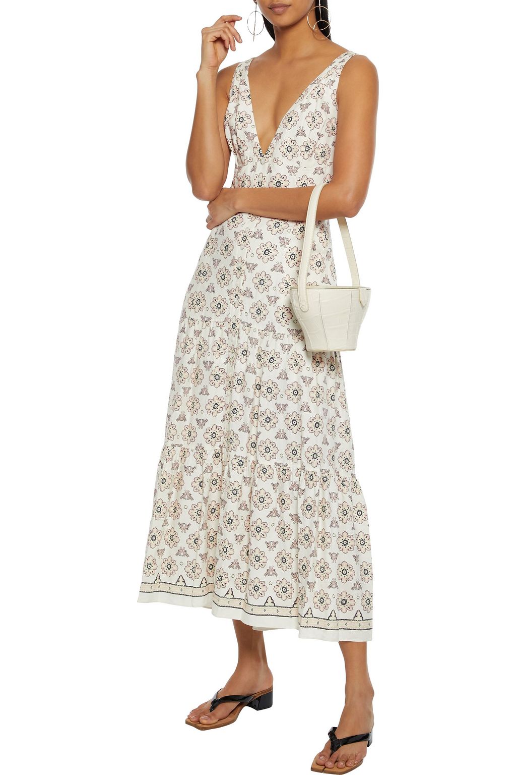 A.L.C. Jolie printed silk and linen-blend midi dress