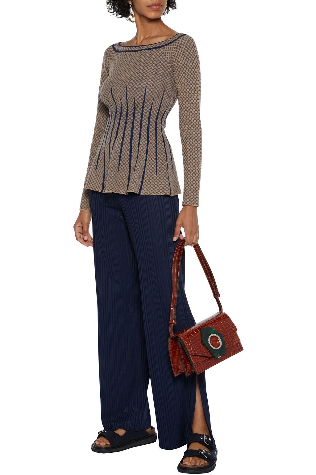 M MISSONI Jacquard-knit peplum top