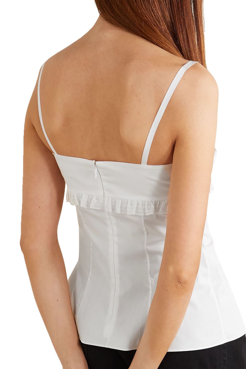 BROCK COLLECTION Lace-trimmed stretch-cotton camisole