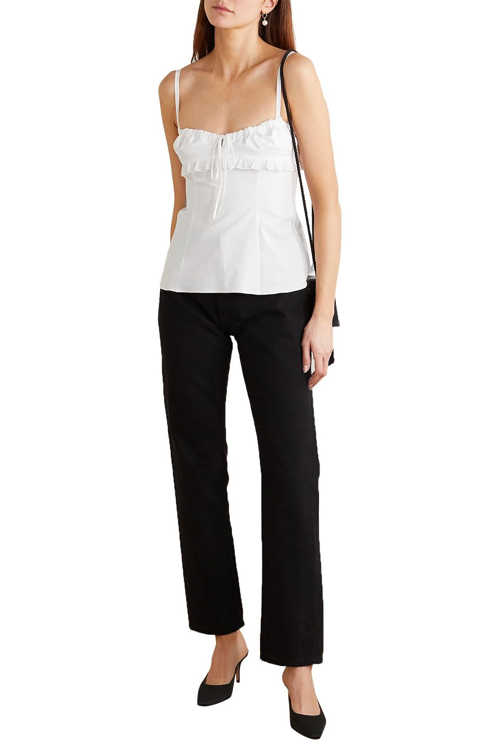 BROCK COLLECTION Lace-trimmed stretch-cotton camisole