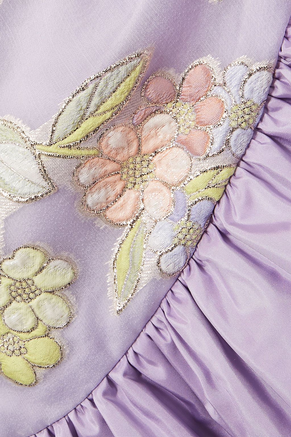 RODARTE Ruffled silk-blend floral-jacquard mini skirt