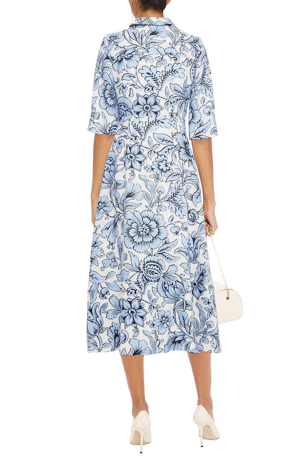 ERDEM Kasia floral-print linen midi shirt dress