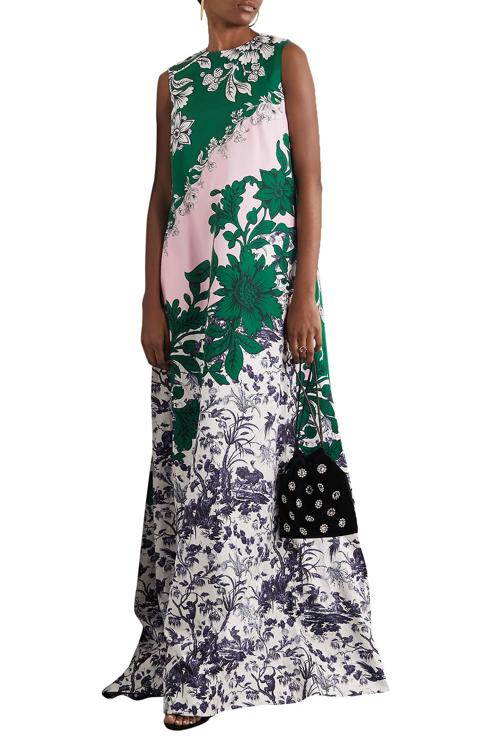 Erdem Odalys Floral-print Cotton-sateen Gown In Green