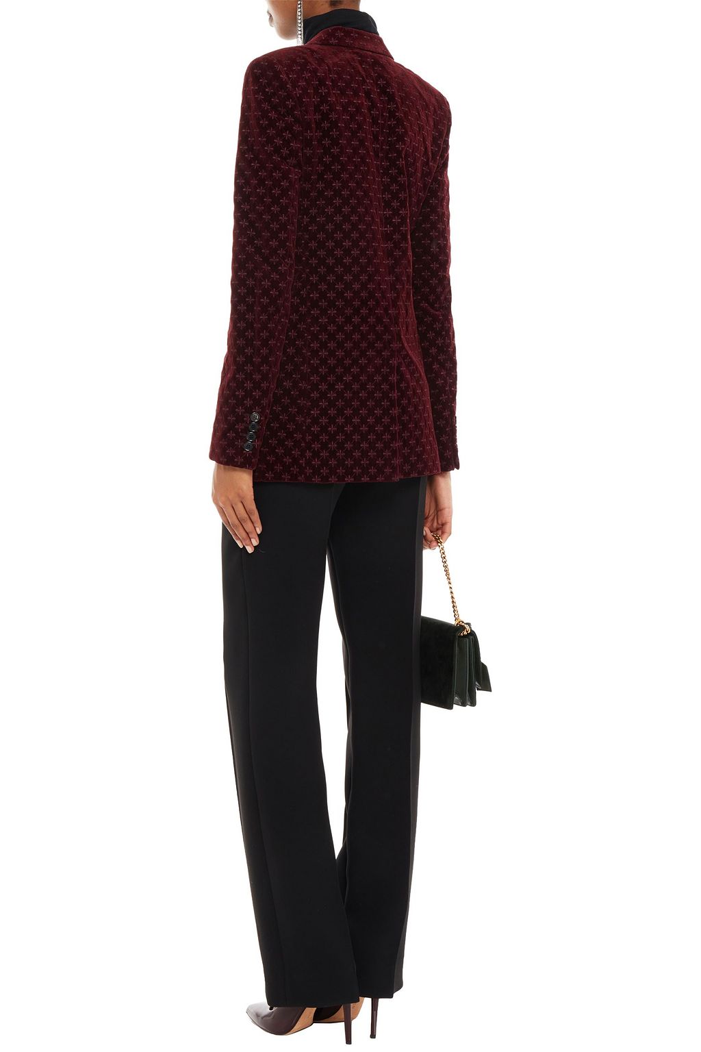 SAINT LAURENT Embroidered cotton-blend velvet blazer