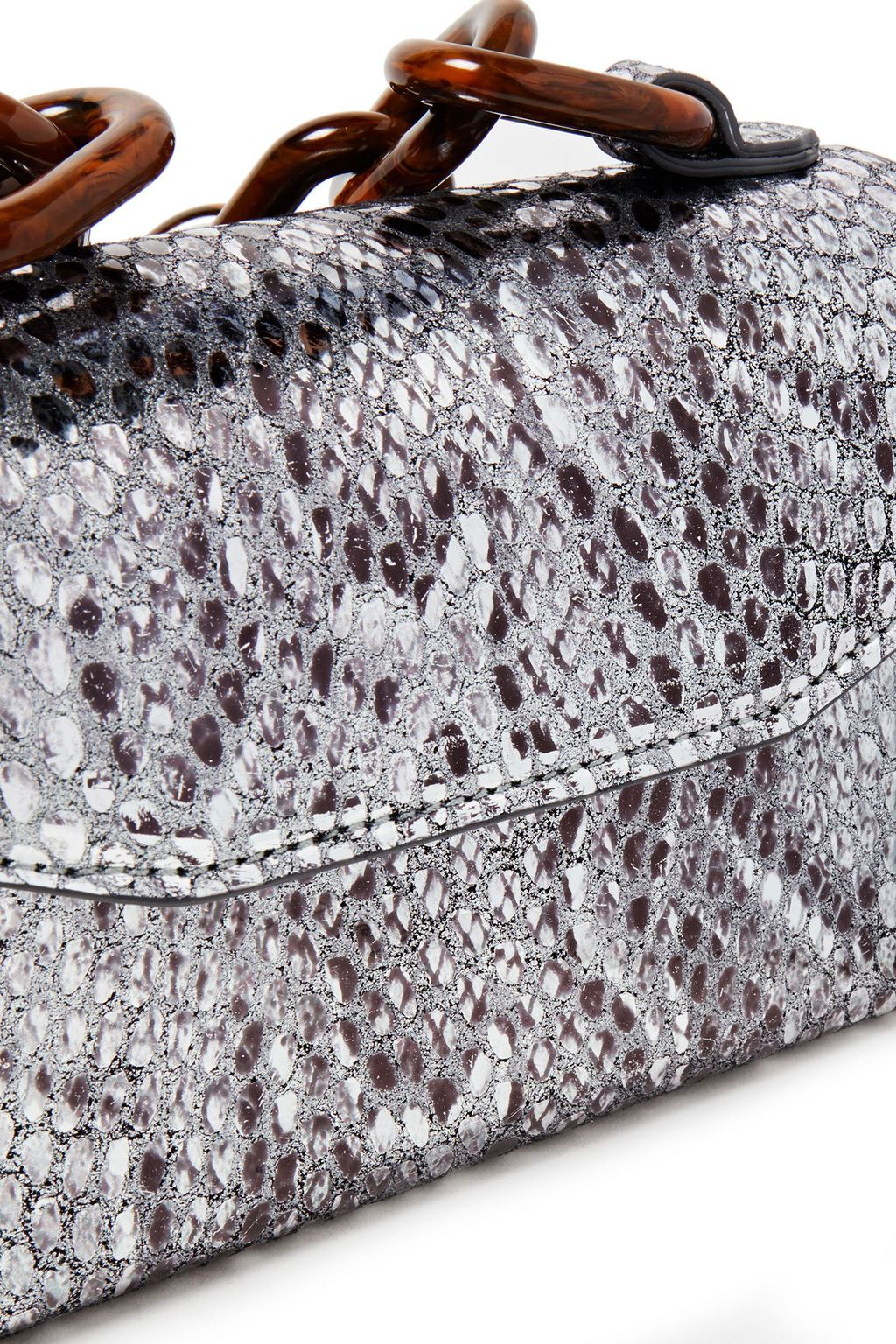 GANNI Metallic snake-effect leather belt bag