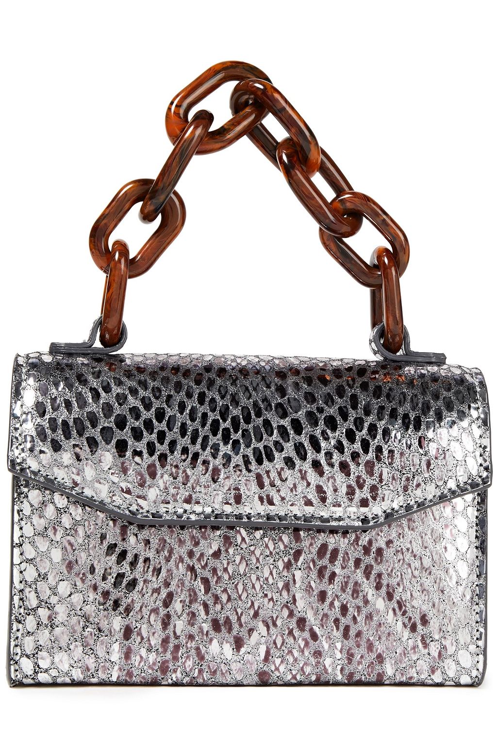 GANNI Metallic snake-effect leather belt bag