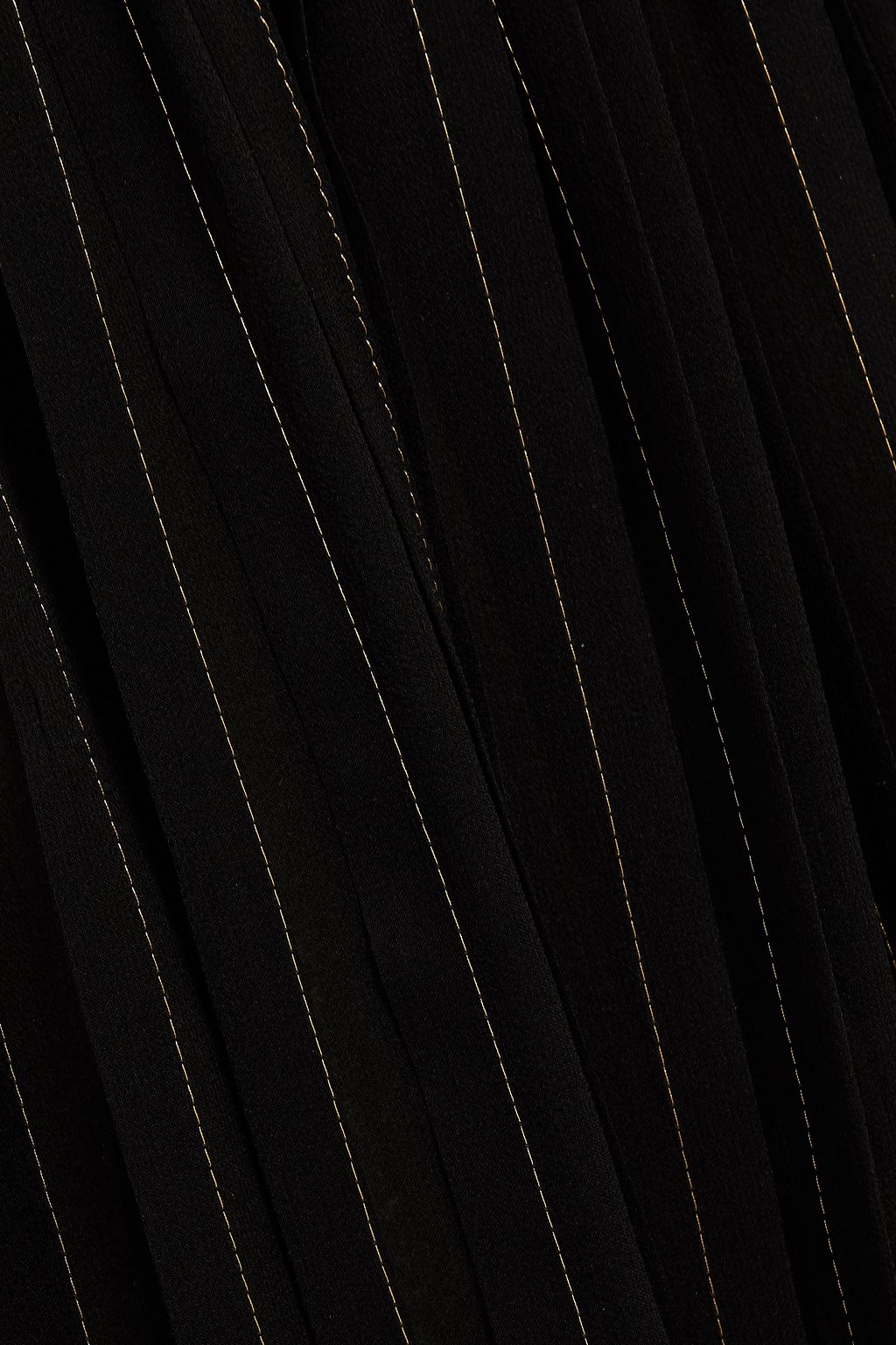 SAINT LAURENT Embroidered pleated metallic silk-chiffon top