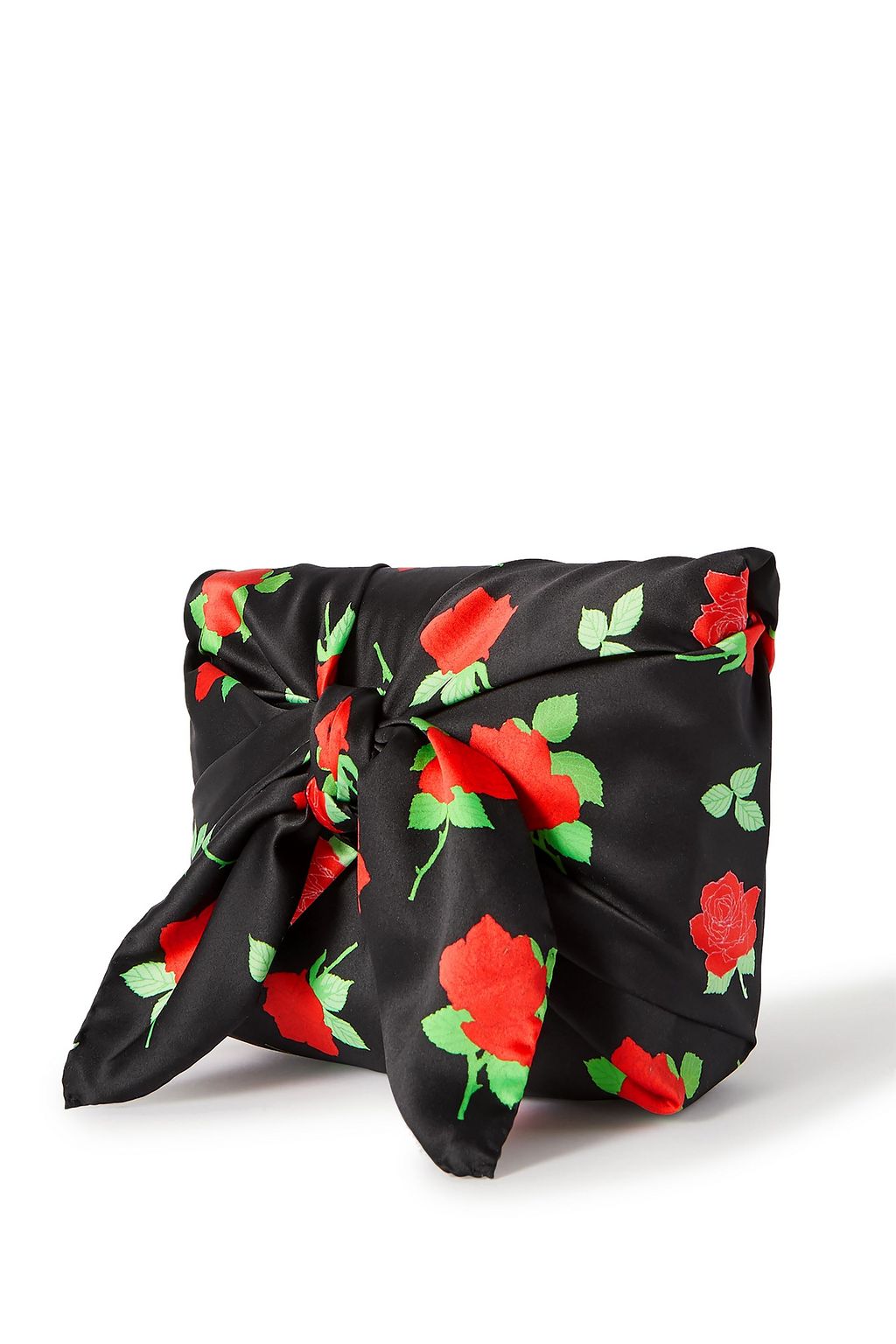 BERNADETTE Belinda knotted floral-print satin clutch