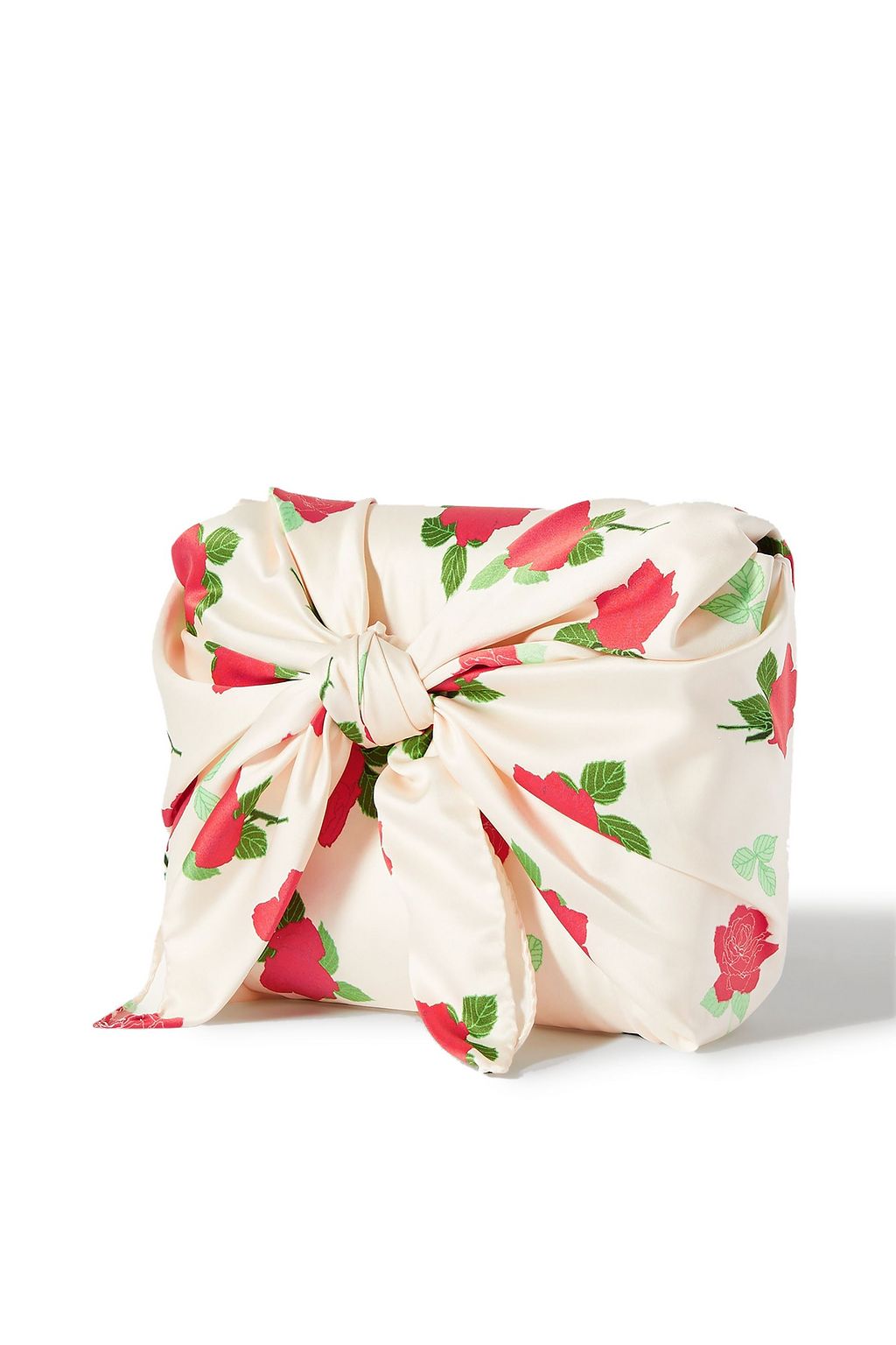 BERNADETTE Belinda knotted floral-print satin clutch