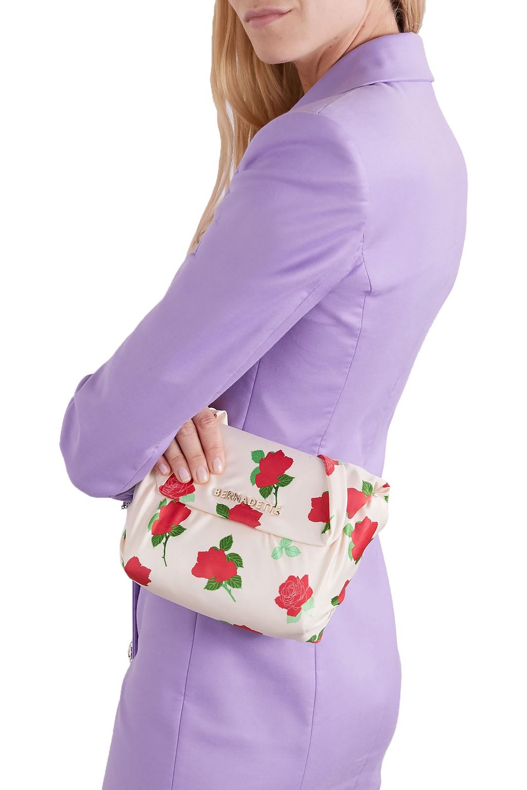 BERNADETTE Belinda knotted floral-print satin clutch