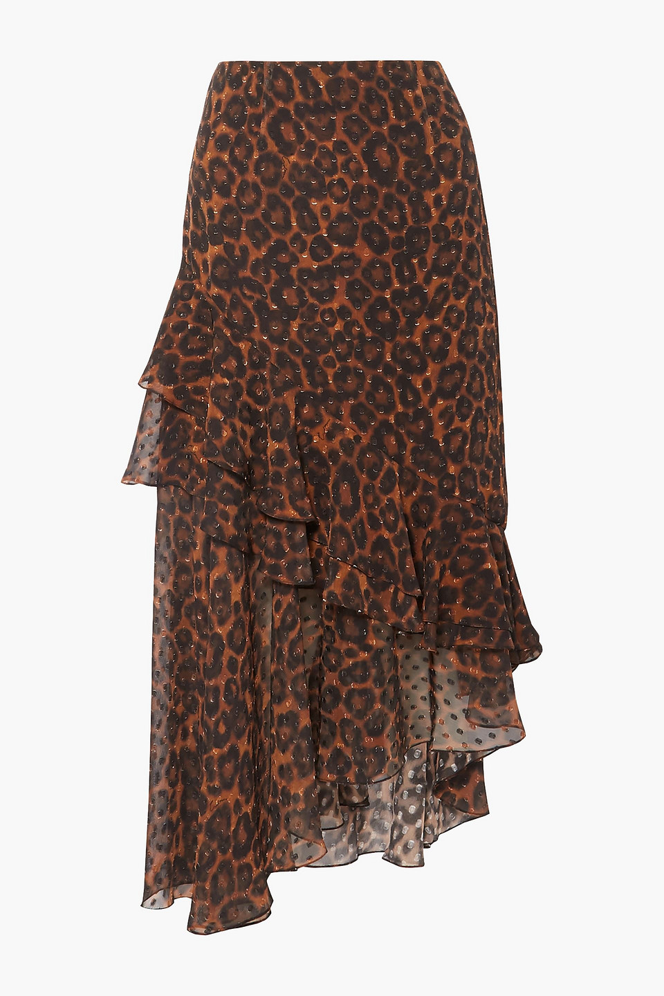 Erdem Woman Antoinette Asymmetric Leopard-print Fil Coupé Silk-chiffon Skirt Brown Size 12