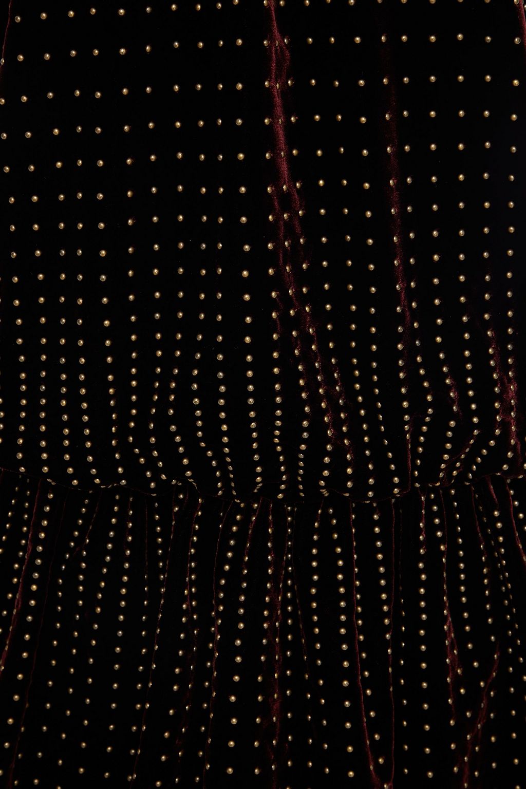 SAINT LAURENT Studded gathered velvet mini dress