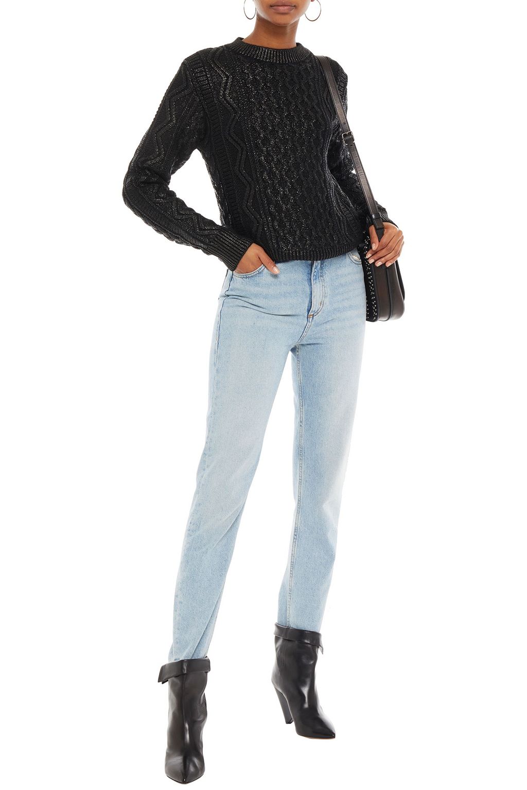 SAINT LAURENT Coated cable-knit wool sweater