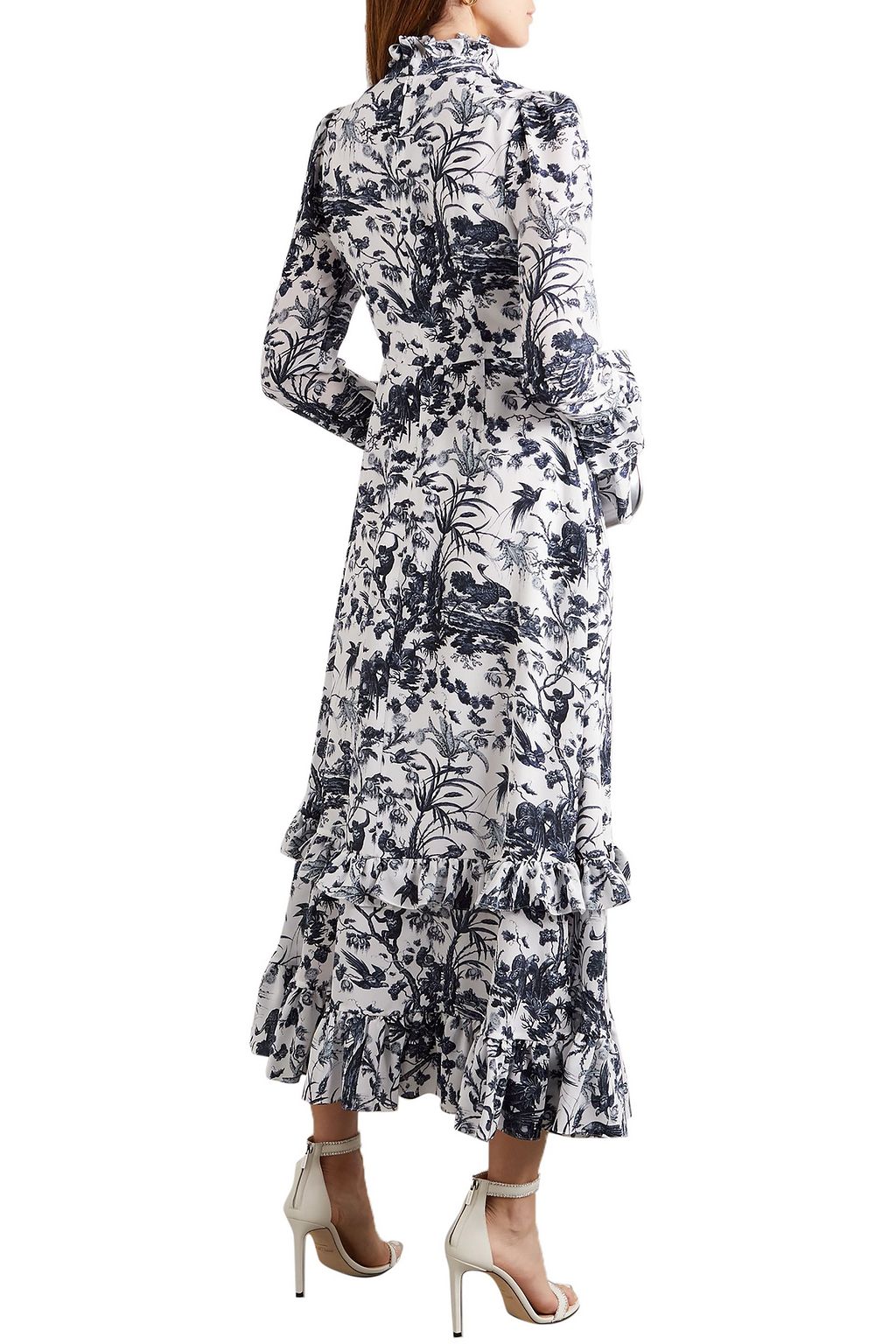 ERDEM Miguella ruffled printed silk crepe de chine midi dress