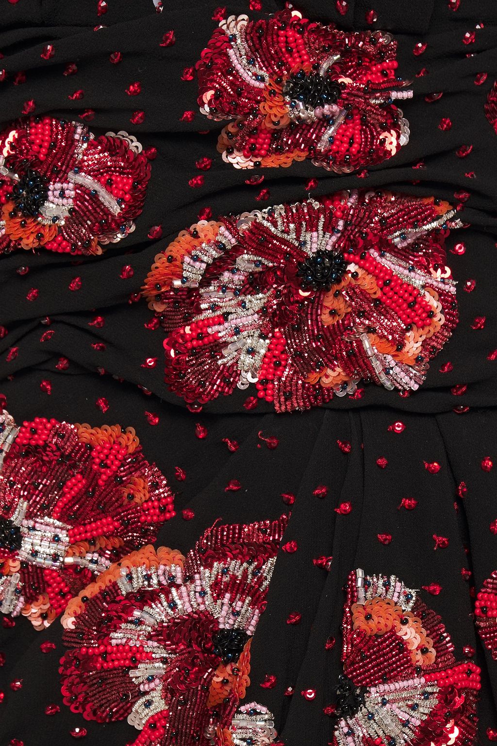 SAINT LAURENT Embellished silk-crepe mini dress