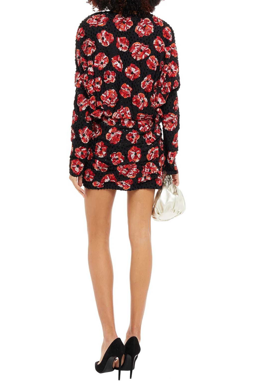 SAINT LAURENT Sequin-embellished suede mini dress