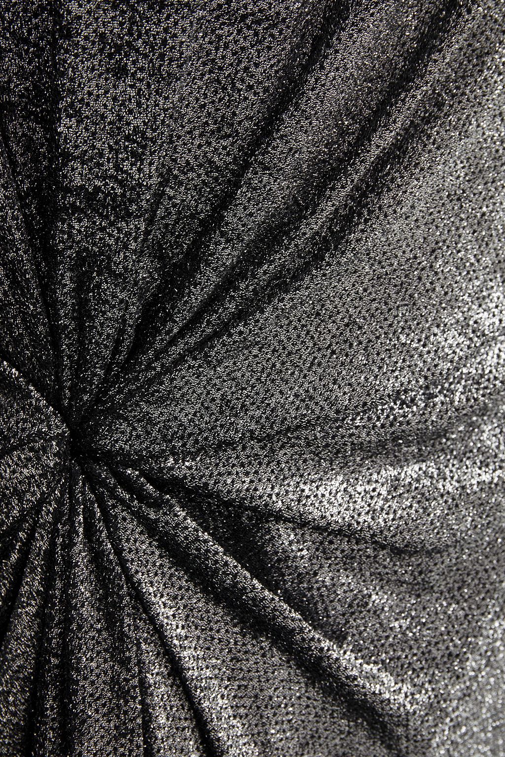 SAINT LAURENT Gathered coated metallic velour mini dress