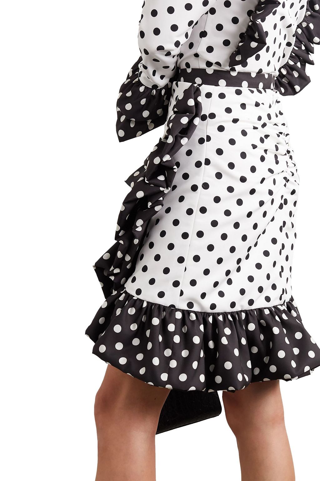 RODARTE Ruffled polka-dot twill skirt