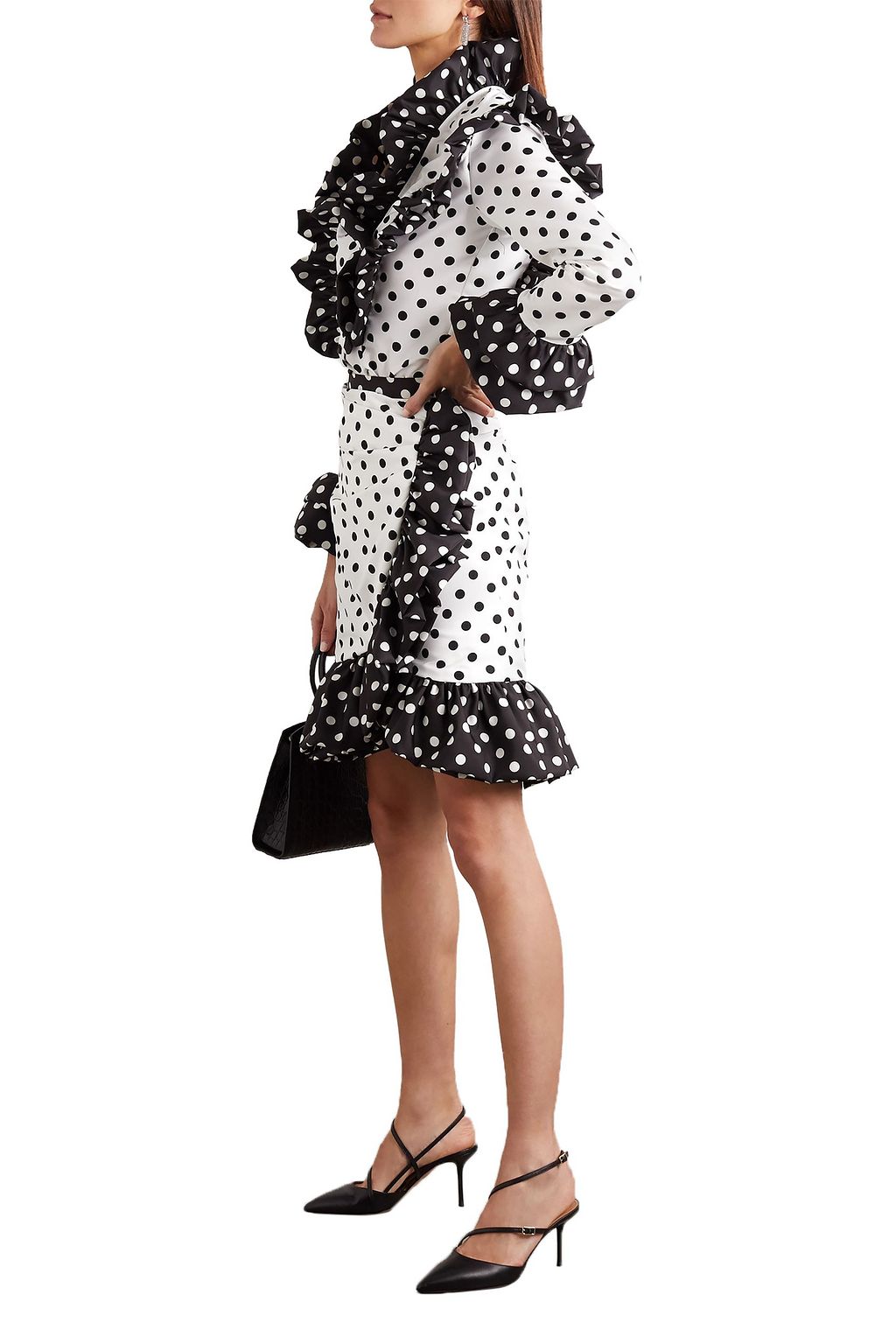 RODARTE Ruffled polka-dot twill skirt