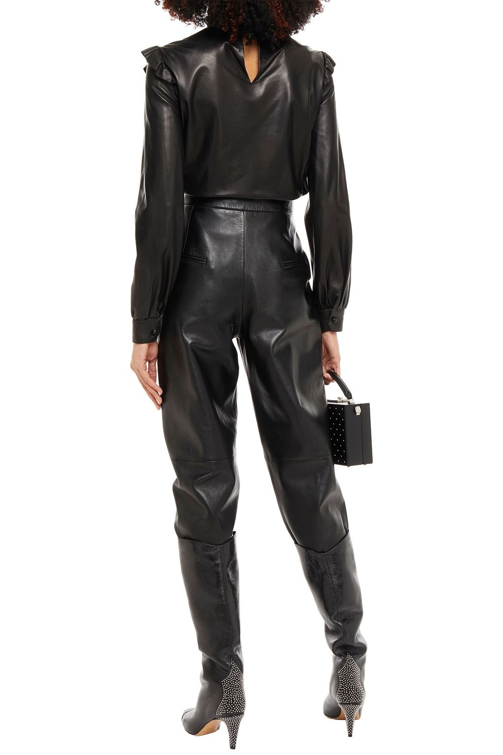 SAINT LAURENT Ruffled leather blouse