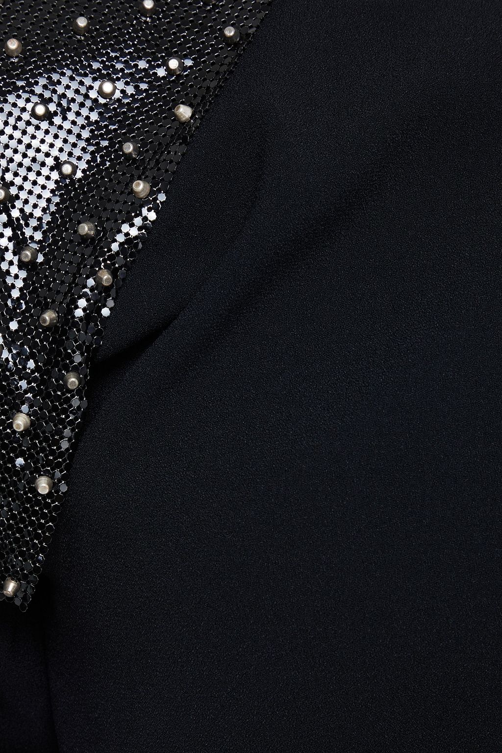 SAINT LAURENT Studded chainmail-paneled stretch-crepe mini dress