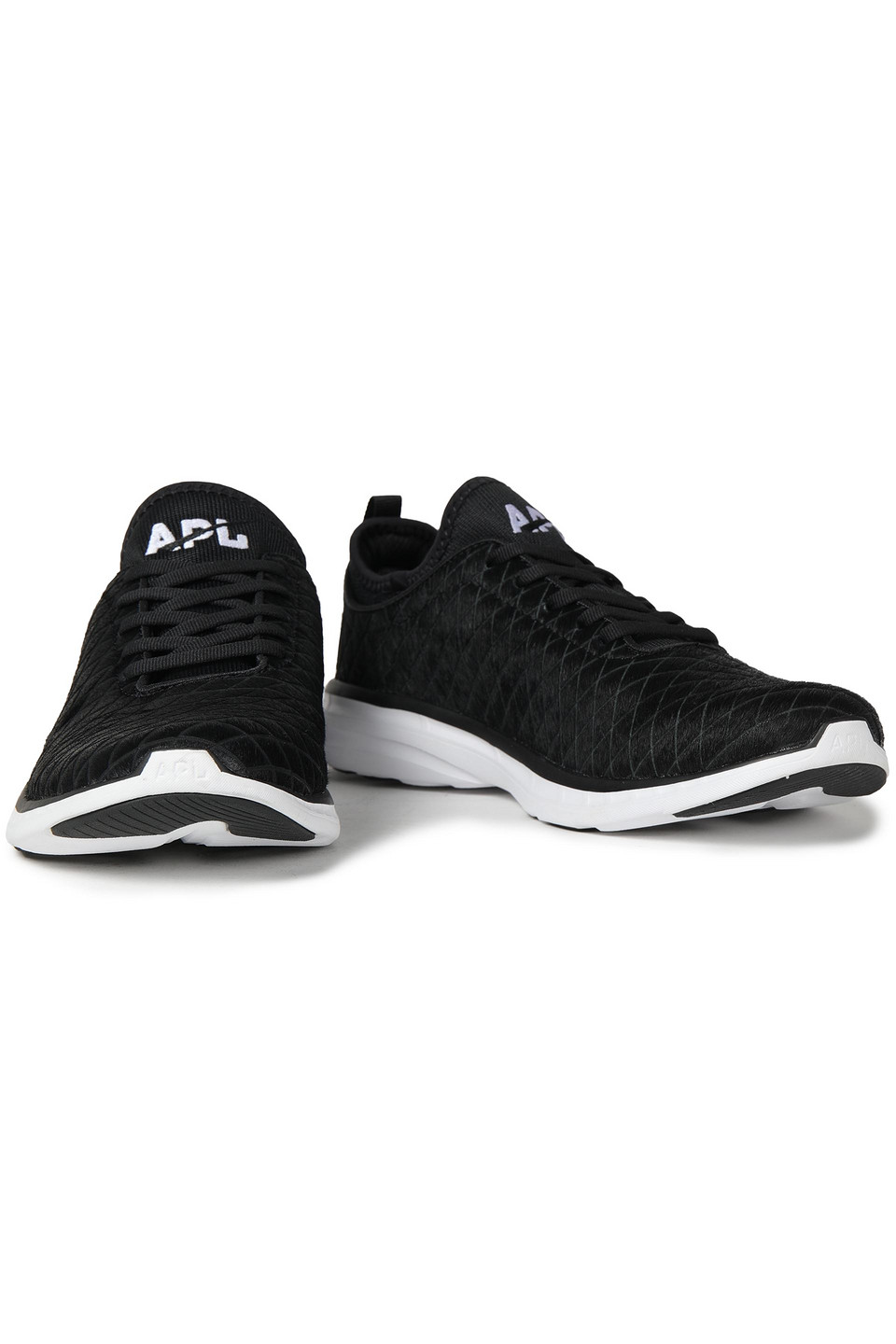 Apl Athletic Propulsion Labs Techloom Pro Glittered Calf Hair And Neoprene Trainers In Black