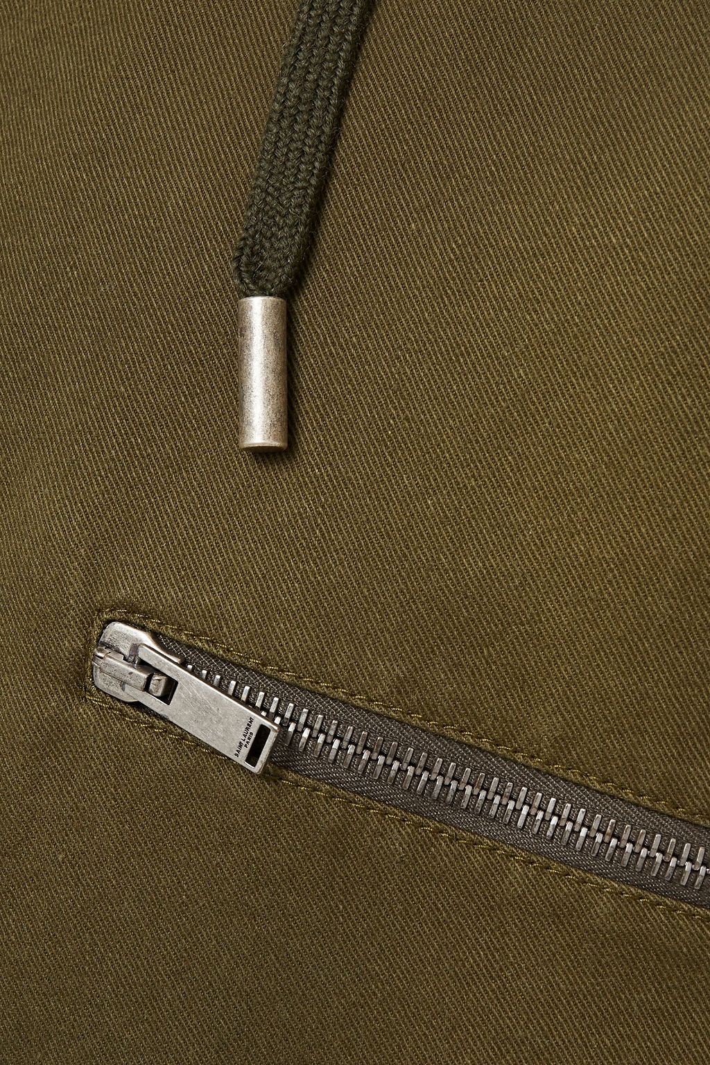SAINT LAURENT Shearling-trimmed cotton and ramie-blend gabardine jacket