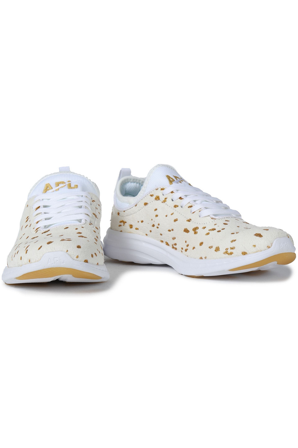 Apl Athletic Propulsion Labs Techloom Pro Glittered Calf Hair And Neoprene Trainers In Cream