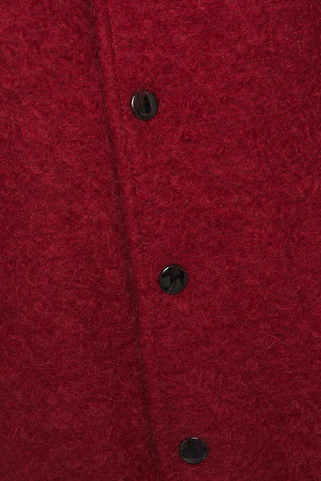 SAINT LAURENT Leather-paneled wool-blend bouclé bomber-jacket