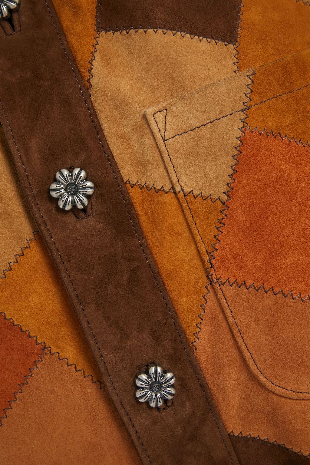 SAINT LAURENT Patchwork-effect suede jacket