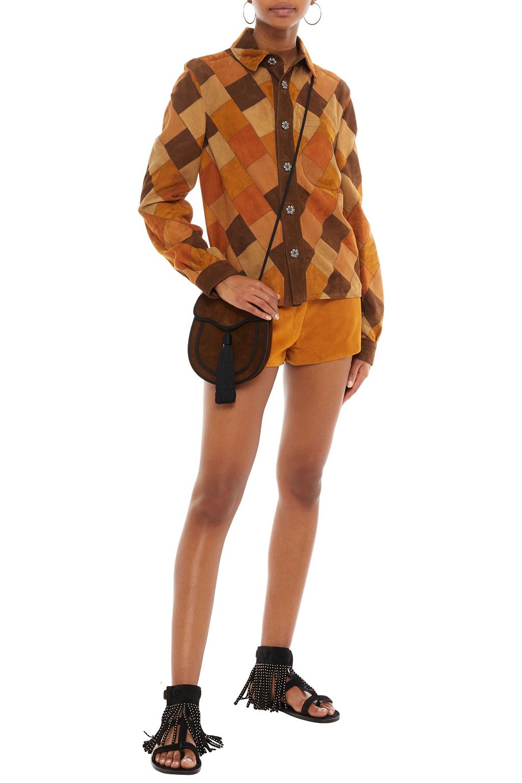 SAINT LAURENT Patchwork-effect suede jacket