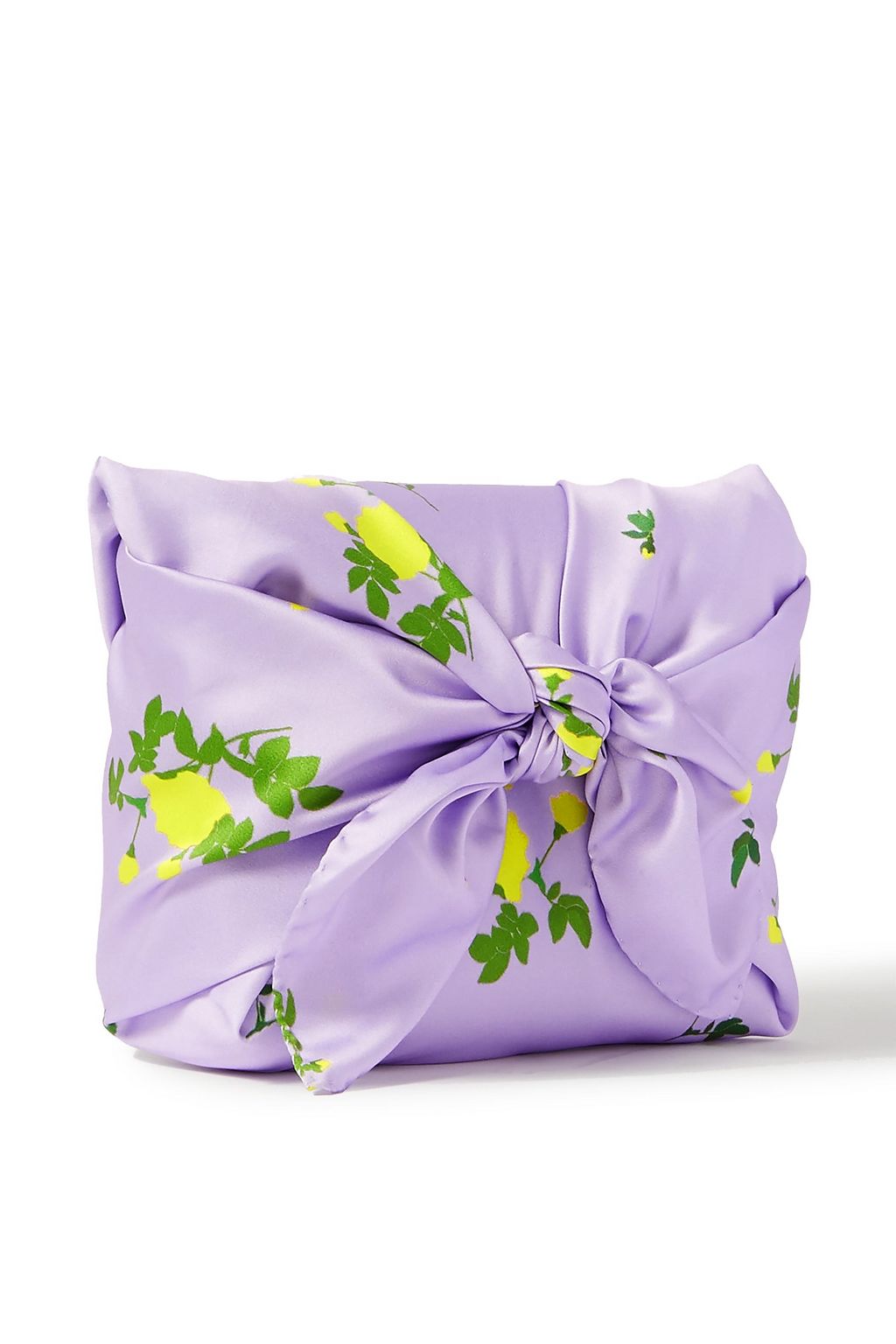 BERNADETTE Belinda knotted floral-print satin clutch