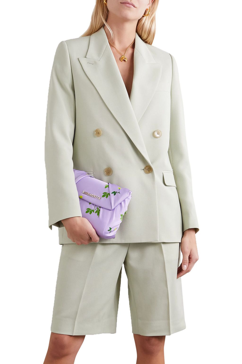 BERNADETTE Belinda knotted floral-print satin clutch