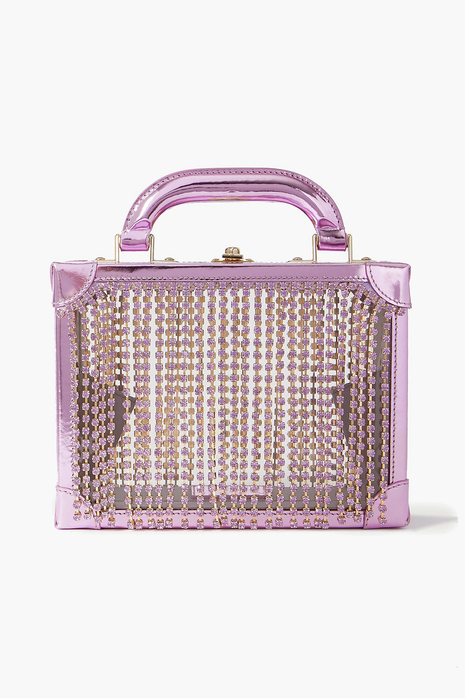 Ling Ling Crystal-embellished Metallic Leather And Pvc Tote