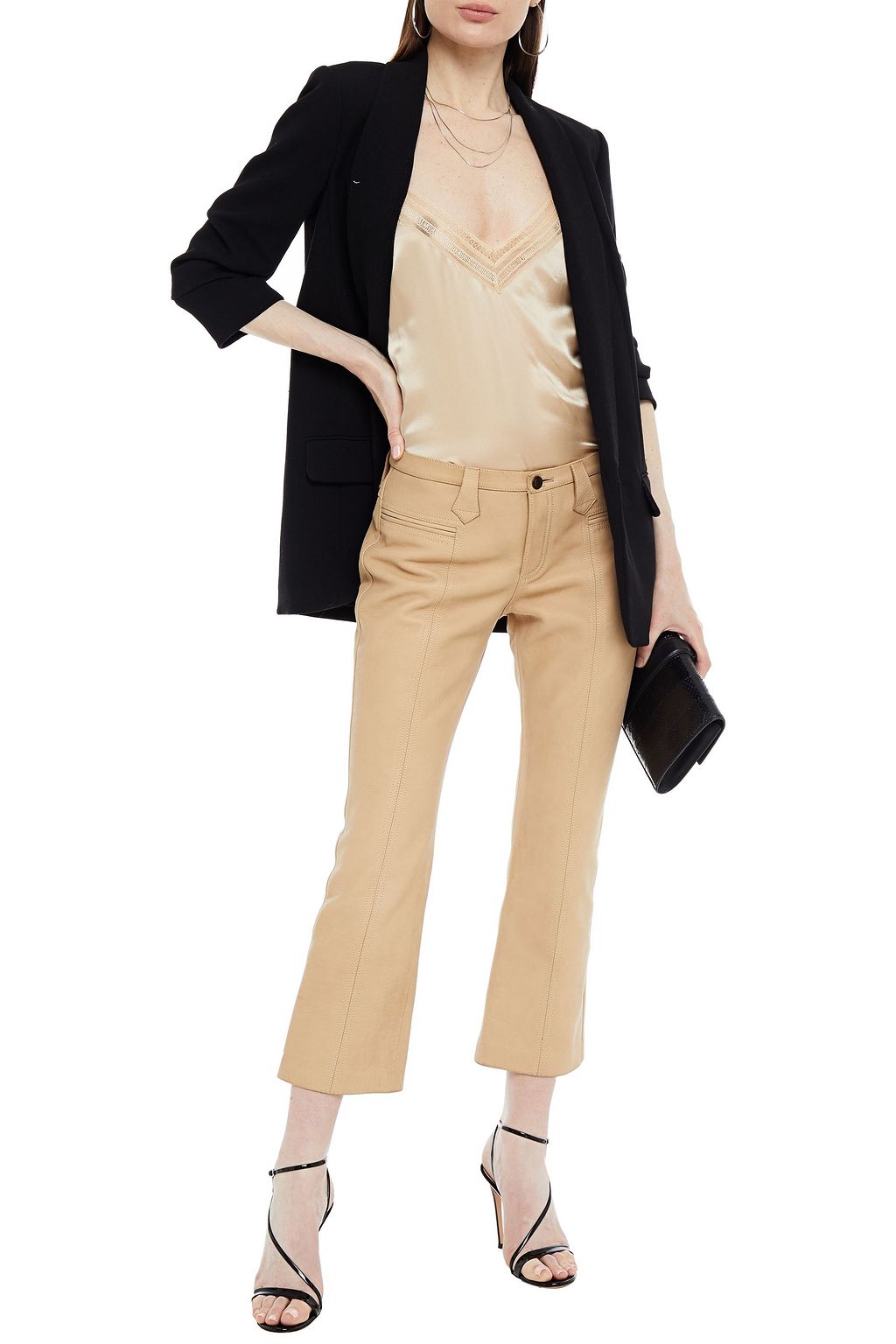 SAINT LAURENT Leather kick-flare pants