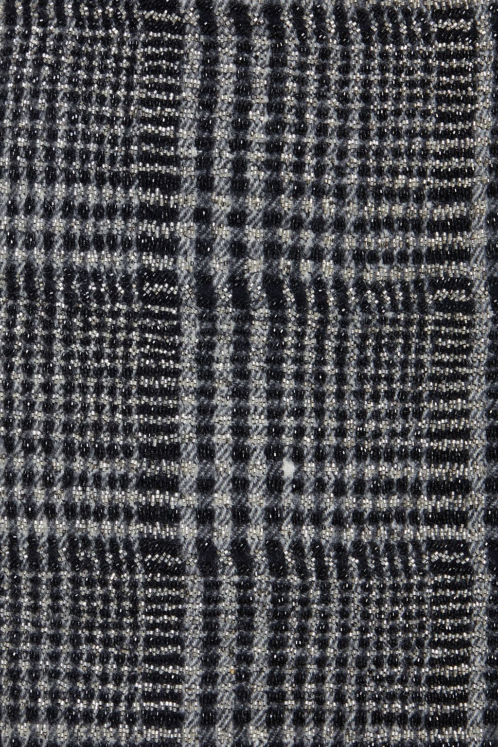 SAINT LAURENT Bead-embellished metallic Prince of Wales checked wool-blend mini skirt