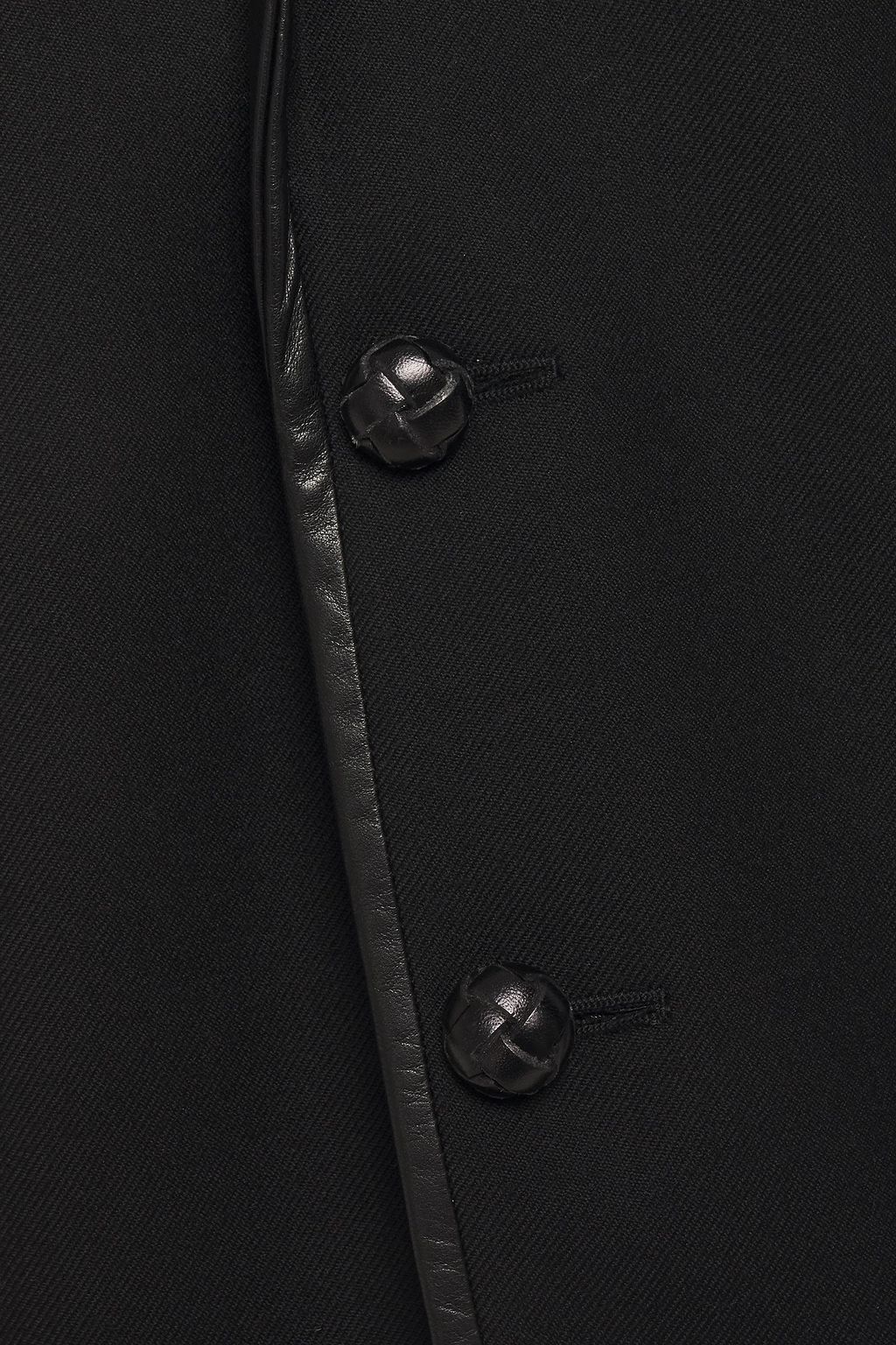 SAINT LAURENT Leather-trimmed wool-twill blazer