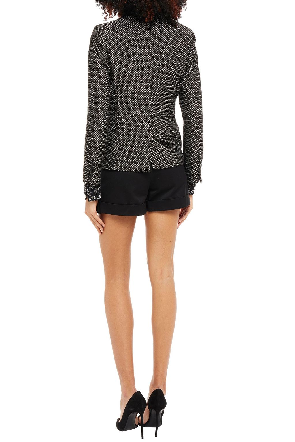 SAINT LAURENT Sequin-embellished metallic tweed blazer