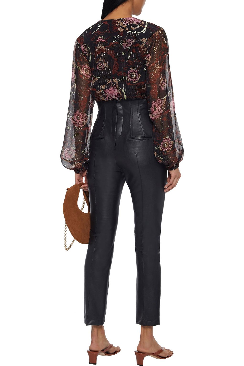 A.L.C. Mac printed metallic silk-blend chiffon blouse