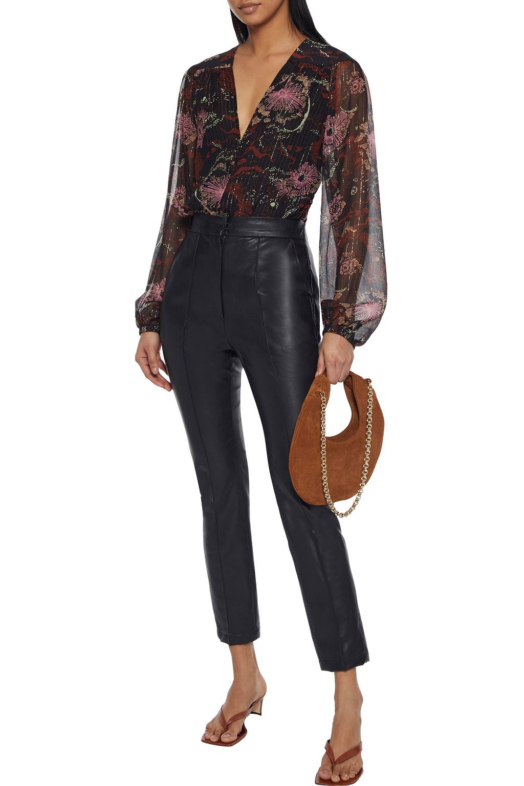 A.L.C. Mac printed metallic silk-blend chiffon blouse