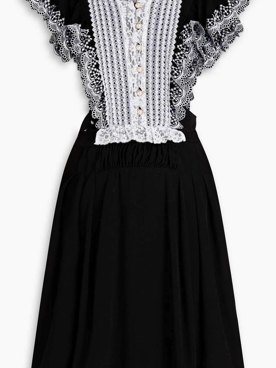 lace-paneled ruffled cady dress