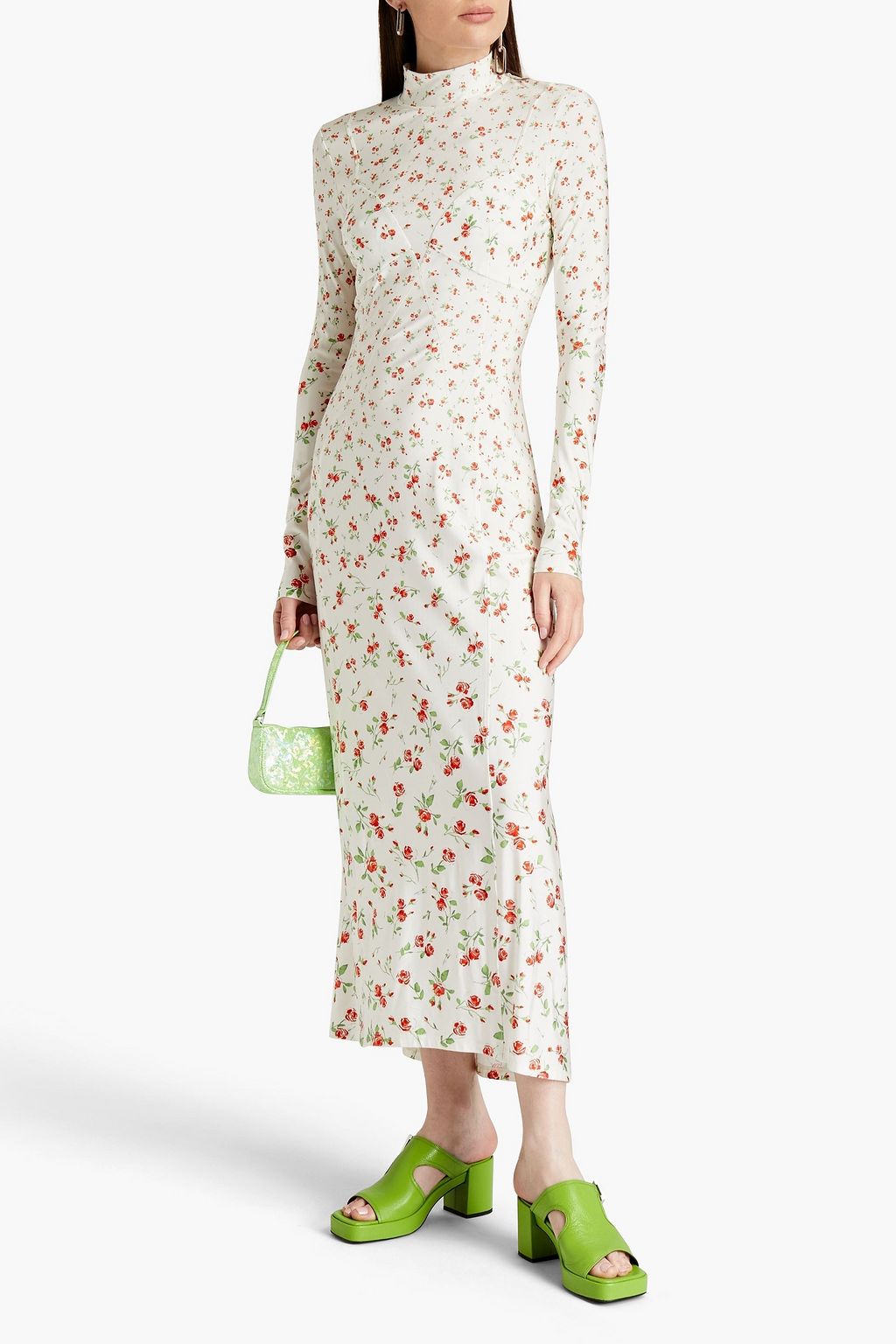 PACO RABANNE Floral-print jersey midi dress