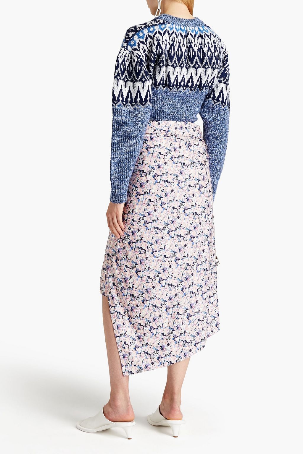 RABANNE Metallic jacquard-knit wool-blend sweater